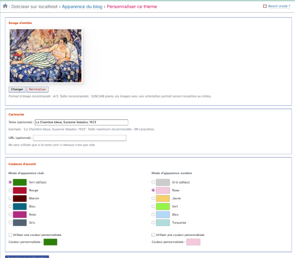 copie d'écran du configurateur